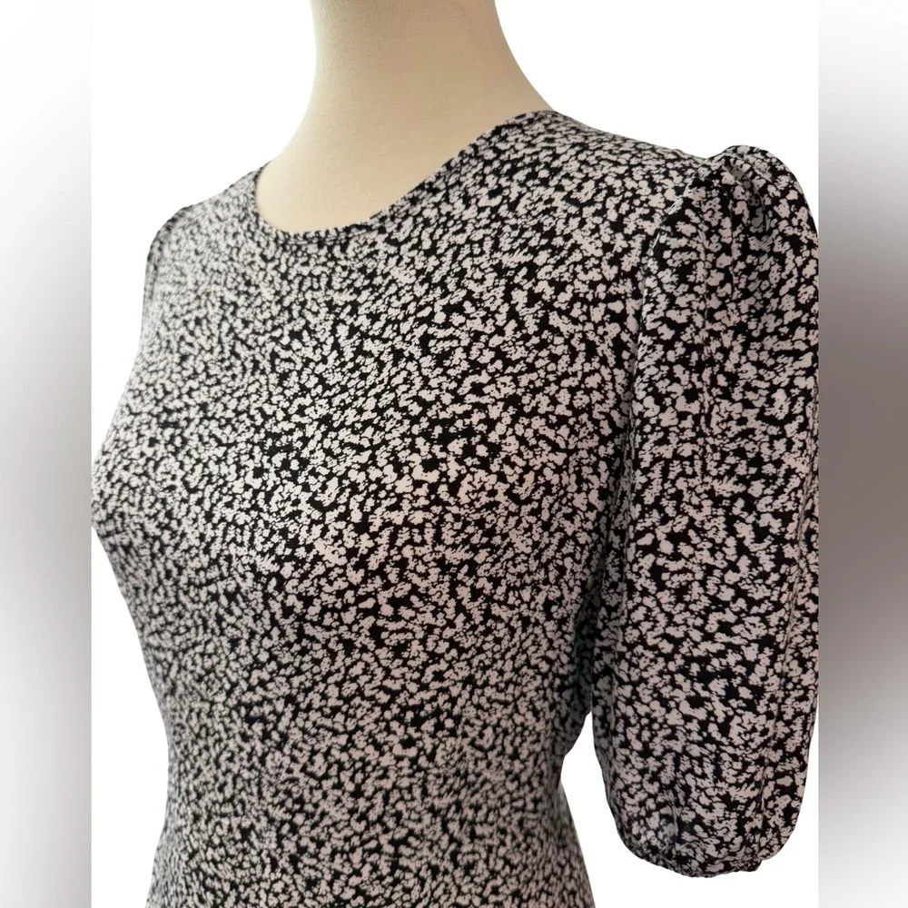 Free People Black and White Backless Puff Sleeve Mini Dress - Picture 4 of 11